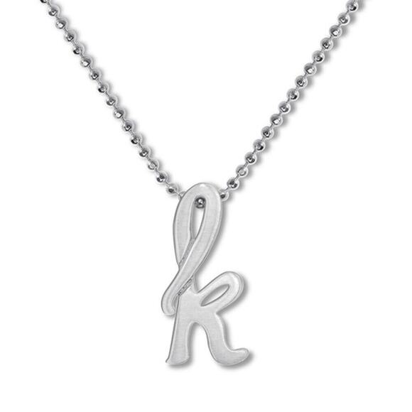 Alex Woo Sterling Silver ‘K’ Initial Pendant Necklace NY Designer Luxury Fashion - Picture 1 of 7